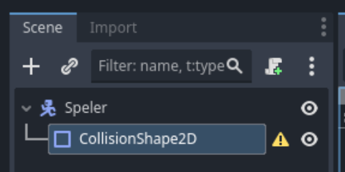 De speler zonder "collision shape"