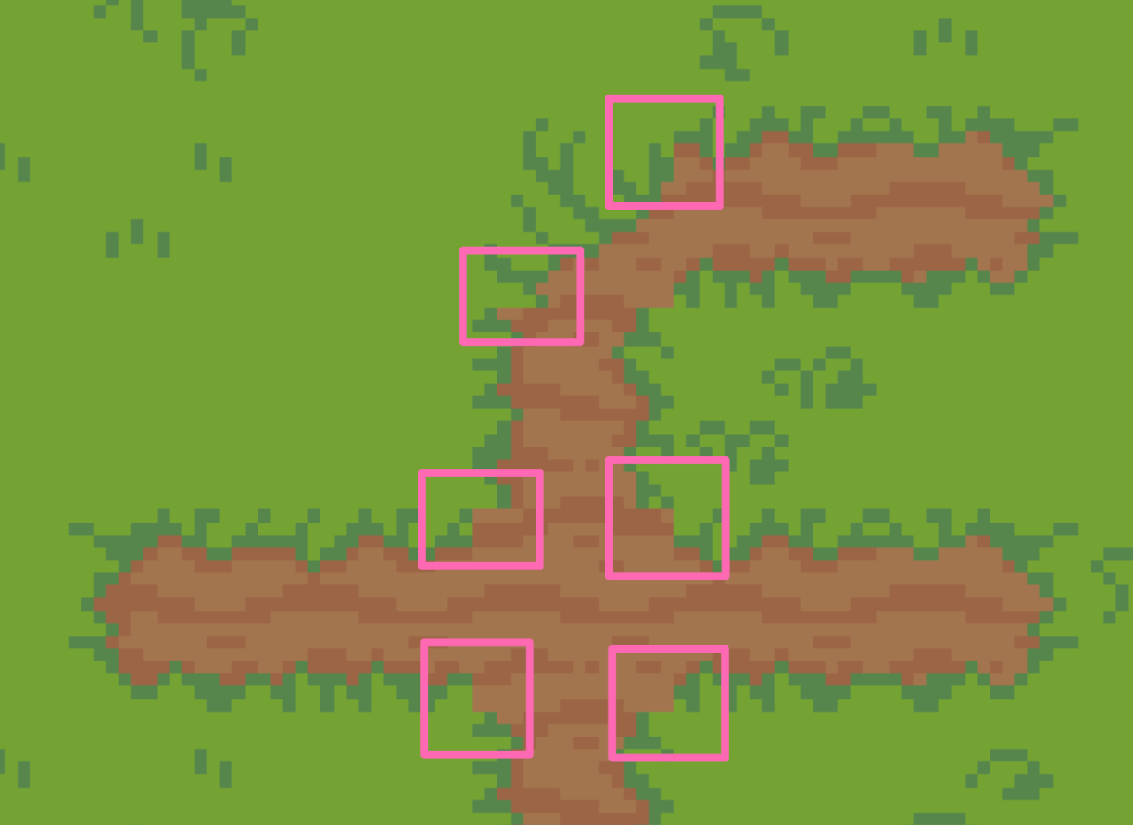Simpel terrein met kleine fouten in de details van wegen